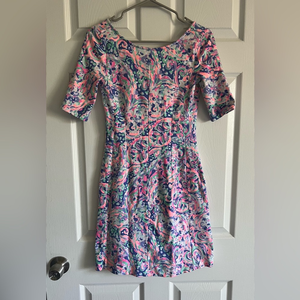 Lilly Pulitzer Pink and Blue Celia Terry Cloth Dress in Multi La Playa Print